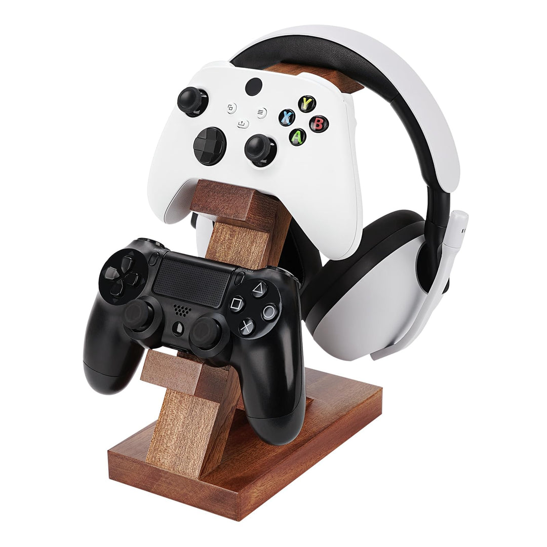 GEEKRIA Dual-Gamepad-Controller und Kopfhörerständer aus Massivholz, Controller-Aufbewahrungsständer
