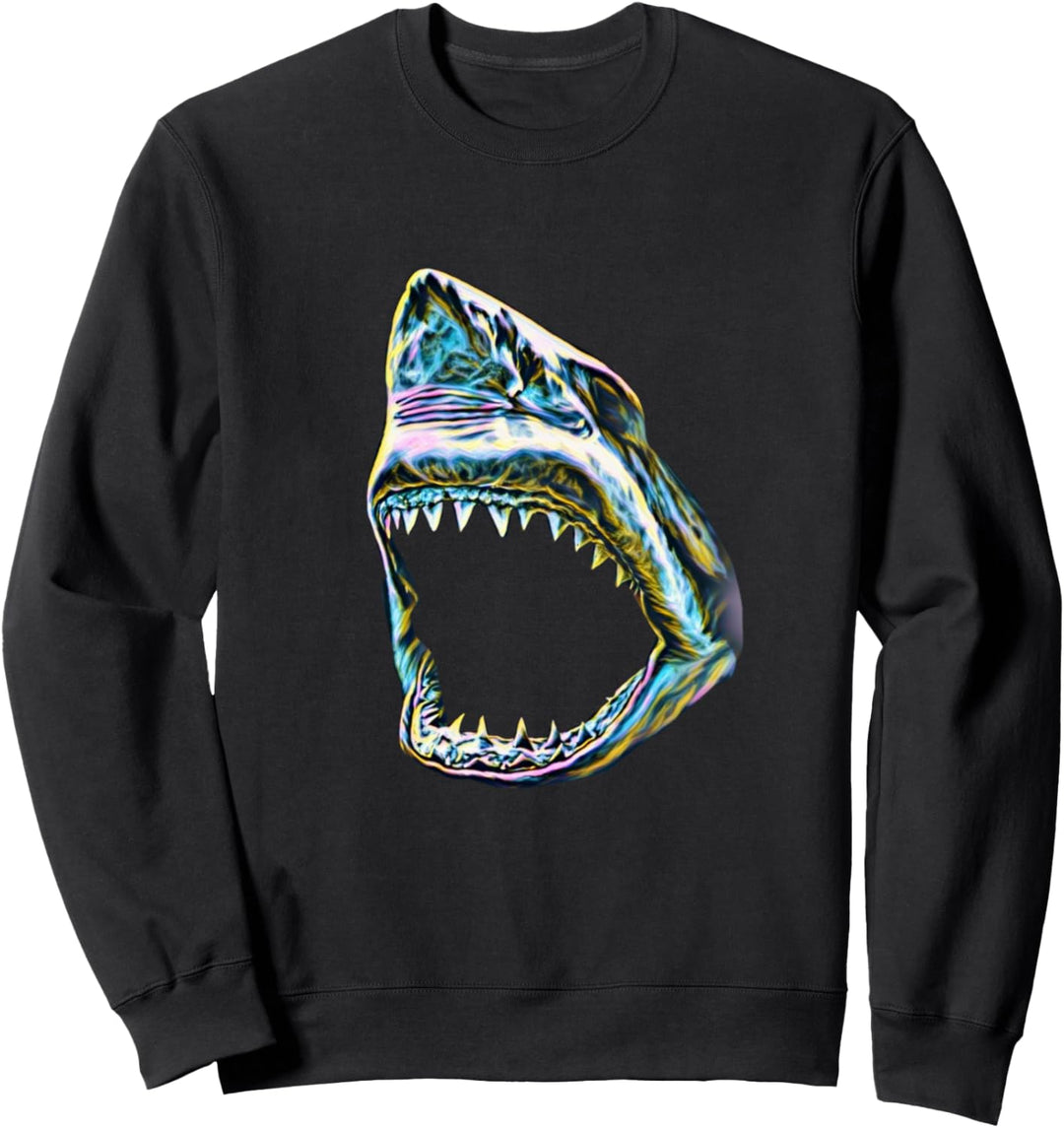 Weisser Hai Motiv Haie Raubfisch Zähne Rückenflosse Hai Sweatshirt