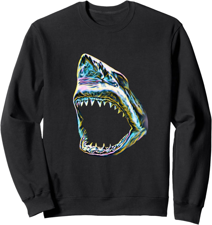 Weisser Hai Motiv Haie Raubfisch Zähne Rückenflosse Hai Sweatshirt