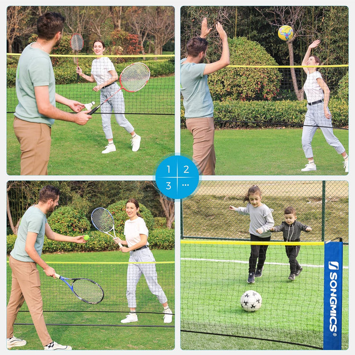 SONGMICS Badmintonnetz, Tennisnetz, 300cm/400cm/500cm, höhenverstellbar, Set bestehend aus Netz, sta