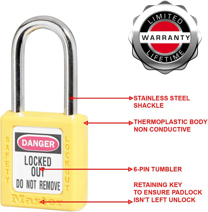 Master Lock ml410ylw eingegeben verschiedene Vorhängeschloss, gelb, 1-1/2" (3.8cm) x 1-3/4" (4.4cm),