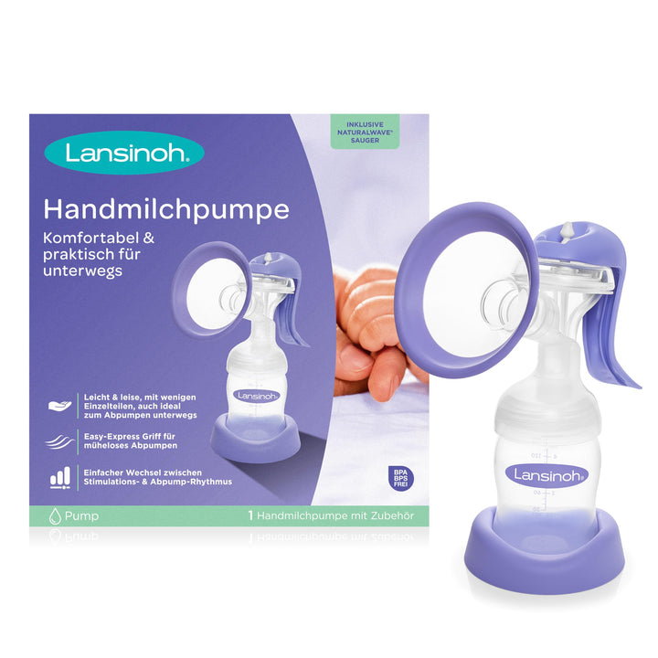 Lansinoh Handmilchpumpe - manuelle Milchpumpe für sanftes und effektives Abpumpen, Handmilchpumpe