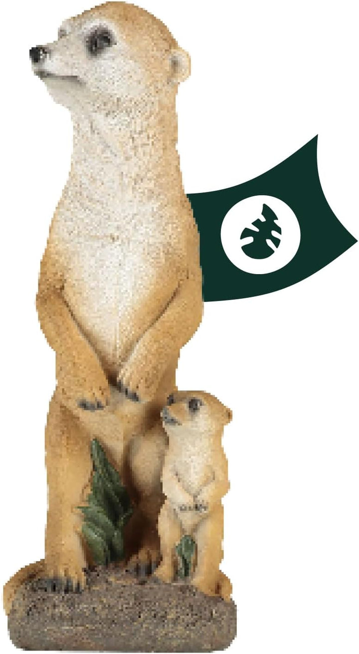 VERDOBA - Erdmännchen Gartenfigur Mutter mit Baby aus Kunstharz - Wetterfeste Gartenfiguren für drau