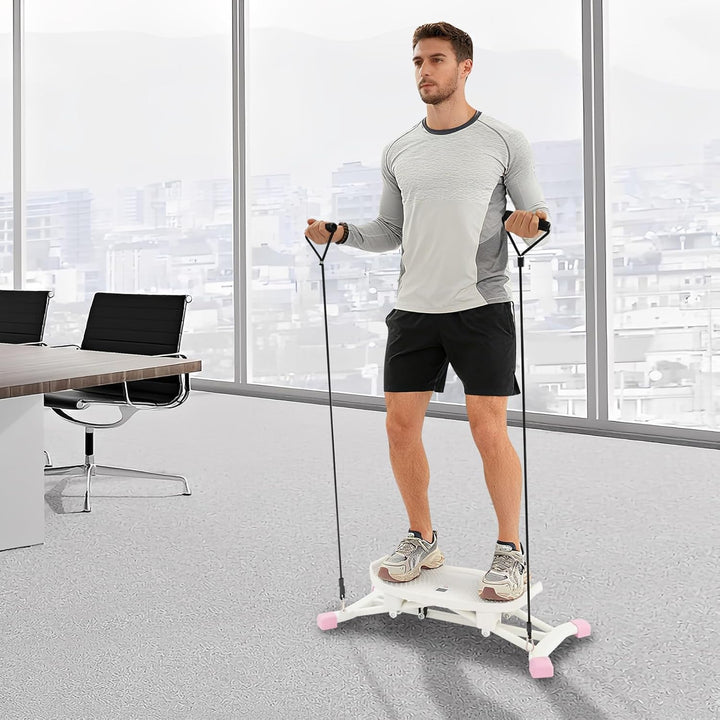 Slide Stepper Fitnessgerät, Waist Twister Machine mit Widerstandsbändern & LCD-Display, Ganzkörper H