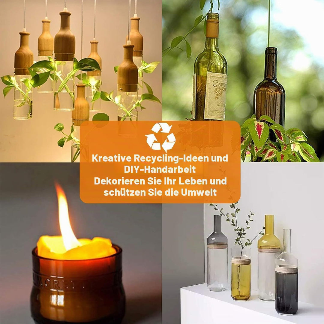 Kalawen Flaschenschneider 5 Verstellbares Rad Glasschneider für Flaschen Set Edelstahl Bottle Cutter