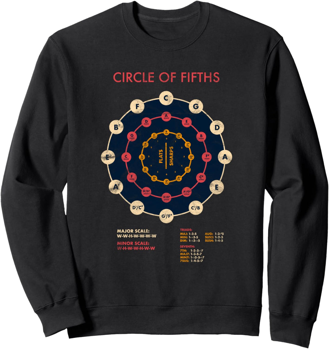 Musik Theorie Quintenzirkel Dur Moll Akkorde Tonleiter Sweatshirt