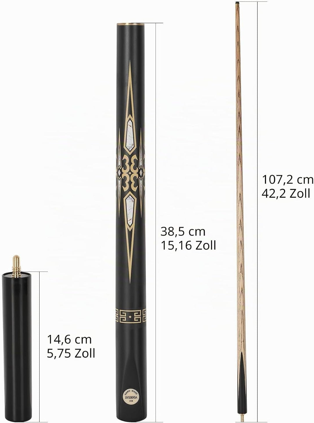 144,8 cm handgefertigter Snooker-Queuestab mit Verlängerung, langlebige Eschenholz-Konstruktion, pro