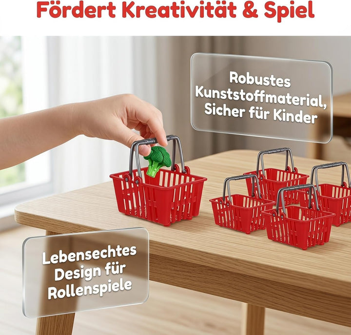 Toyvian Mini Einkaufskorb Set, 10Stück Supermarktwagen Winzige Einkaufskörbe Kunststoff Supermarktkö