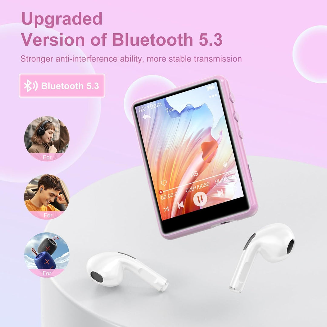 64GB MP3 Player with Bluetooth 5.3, 2.4 inch Full Touchscreen Portable Music Player HiFi Lossless Di