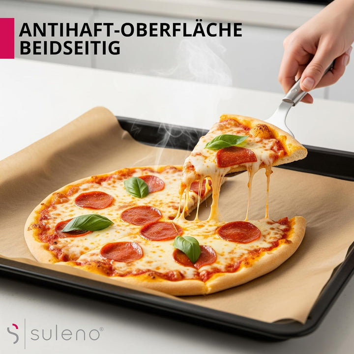 Suleno 3 x Backpapier Rolle, 38 cm x 100 m, Antihaftbeschichtet, Hitzebeständig bis 220 °C, Beidseit