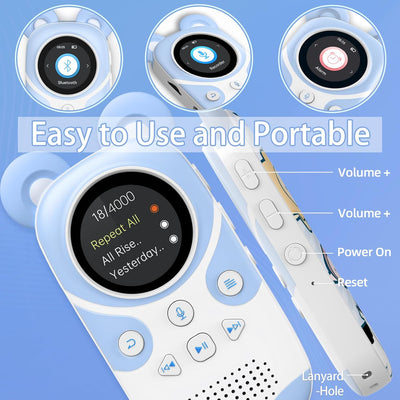 PINHUI Kinder MP3 Player Bluetooth 5.3 mit 32GB, musikplayer für Kinder,Lautsprecher, Aufhängeschnur