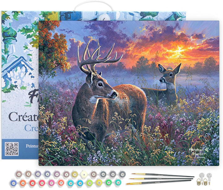 Figured'Art Malen Nach Zahlen Erwachsene Mit Rahmen Reh Pärchen - Paint by Numbers Basteln DIY Baste