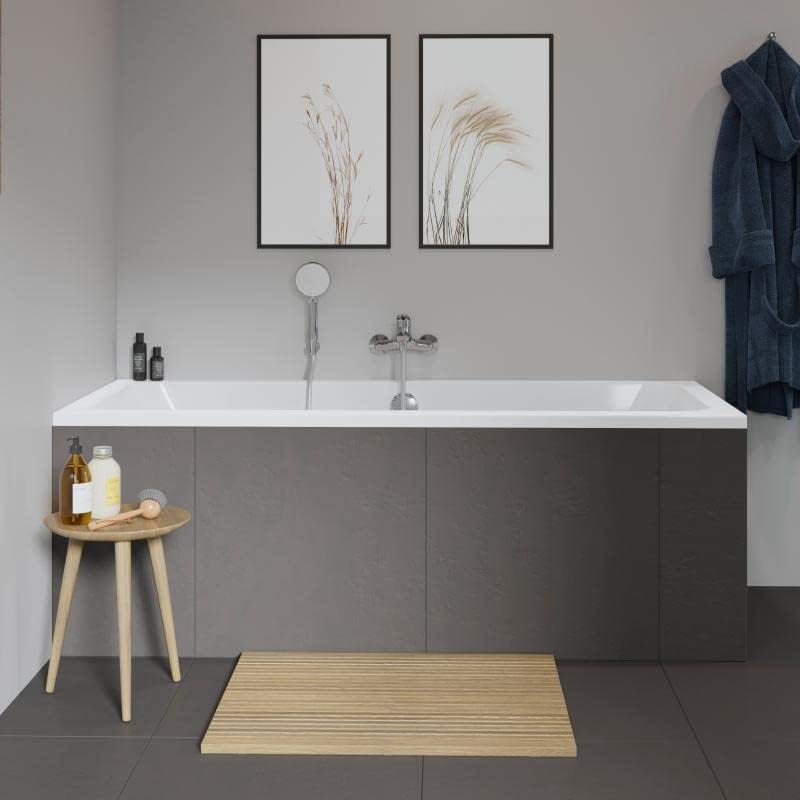 VBChome Badewanne 180x80 cm Duravit Acryl SET – Rechteckige Design-Badewanne inkl. Styroporträger, S