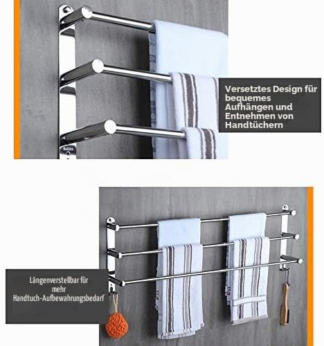 Handtuchhalter Chrom HONPHIER® Handtuchstangen Edelstahl mit Haken Einziehbar 49-90CM Handtuchstange