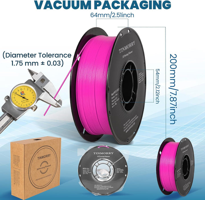 PETG Filament 1.75mm, TINMORRY Rapid PETG-Eco 3D Druck Filament, Kompatibel mit Bambu Lab/Creality K