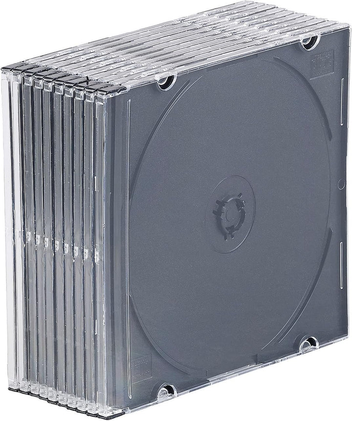 PEARL Slim Case CD Hüllen: 50er-Set Slim-CD-Hüllen transparent/schwarz (Case transparent, CDhüllen,
