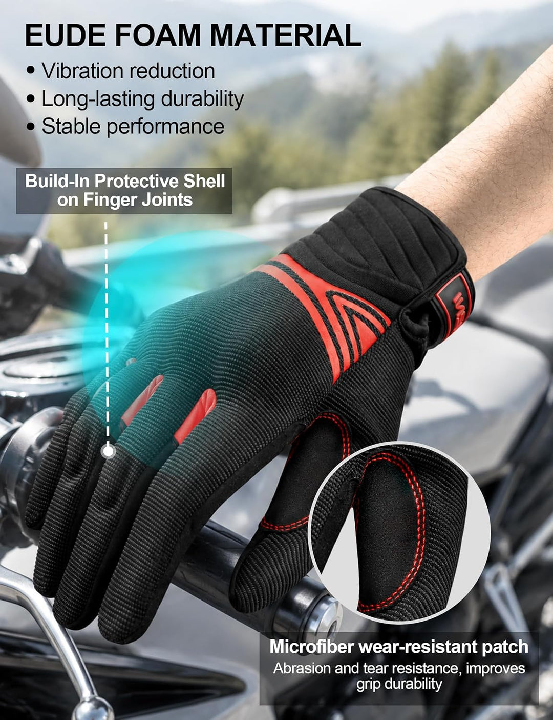 INBIKE Motorrad Handschuhe Motocross Sommer EUDE Foam Schutz Atmungsaktiv Touchscreen Motorradhandsc