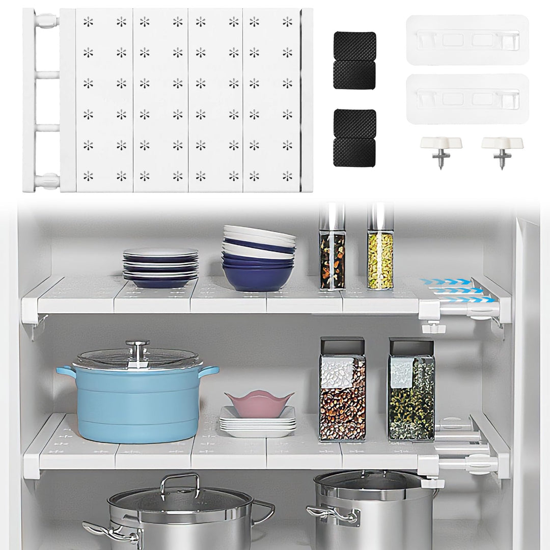 Verstellbare Einlegeböden Schrank - 35cm Weit, Verstellbare Länge 48-80cm - Erweiterbares Einlegeböd