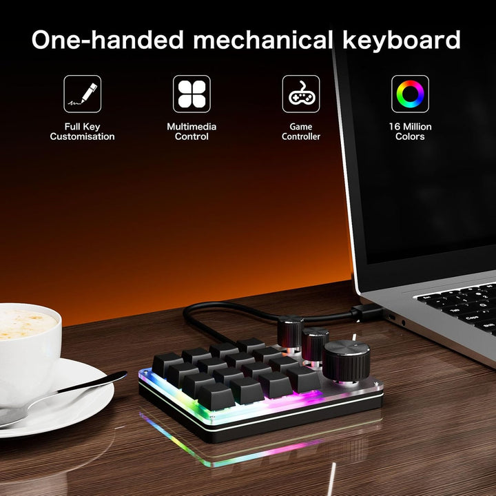 Denash Benutzer Definierte Mechanische Tastatur, Programmier Bares 16-Schlüssel-Macro-Pad mit 3 Knöp