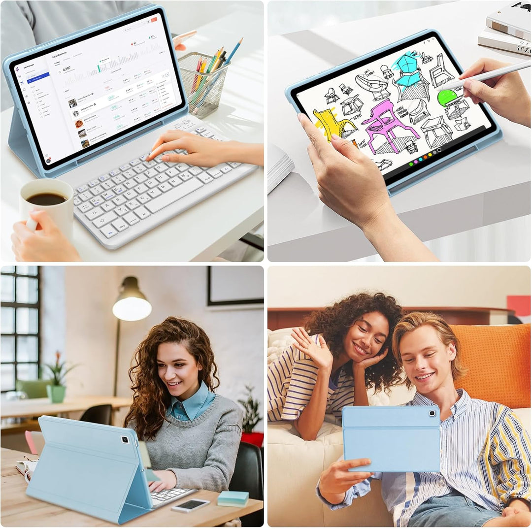 Tastatur für Samsung Galaxy Tab S6 Lite 10.4" 2024/2022/2020, Hülle mit Tastatur für Samsung Tab S6