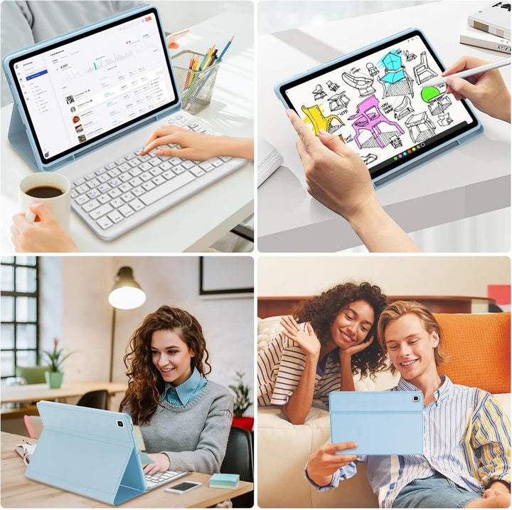 Tastatur für Samsung Galaxy Tab S6 Lite 10.4" 2024/2022/2020, Hülle mit Tastatur für Samsung Tab S6