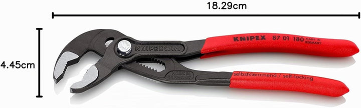 KNIPEX Cobra, Wasserpumpenzange | Rohrzange, Chrom-Vanadium, atramentiert, 180 mm, 87 01 180, 180 mm