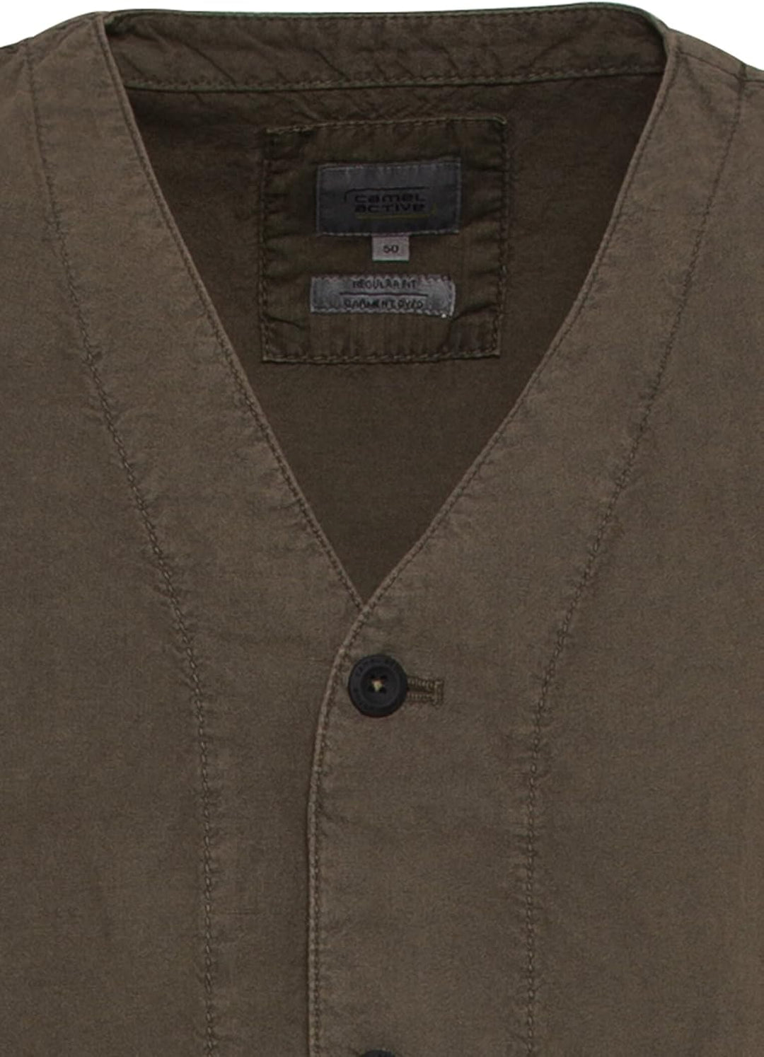 camel active Herren Casual Weste aus einem Baumwoll-Leinenmix 48 Oliv Braun, 48 Oliv Braun