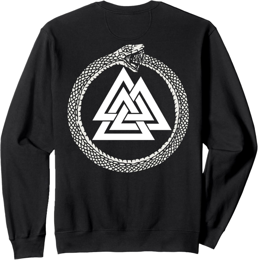 Mystischer Ouroboros -Altes Wikingersymbol Valknut (on back) Sweatshirt