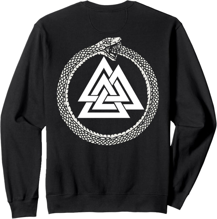 Mystischer Ouroboros -Altes Wikingersymbol Valknut (on back) Sweatshirt