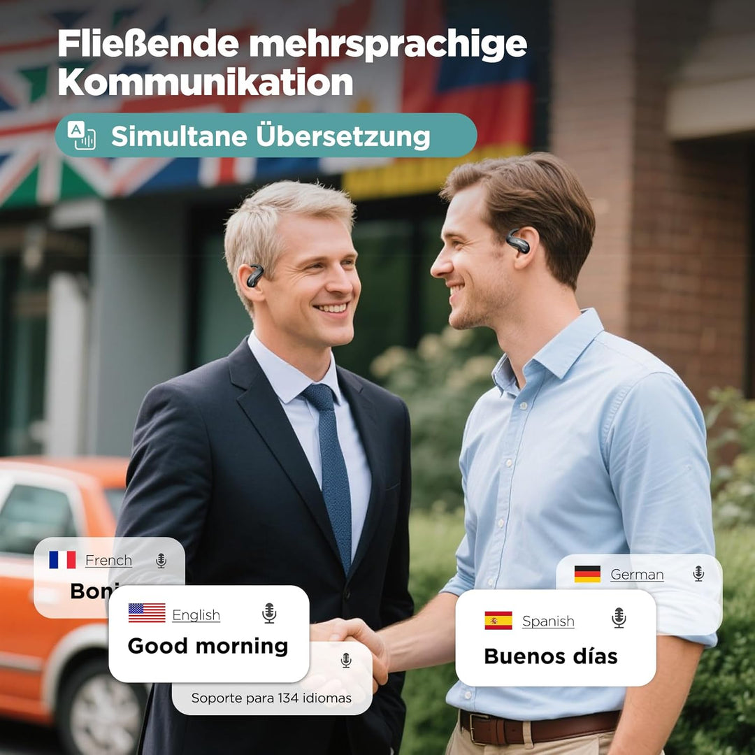 MINISO MS188 Übersetzer Kopfhörer Echtzeit mit KI-Sprachübersetzung für 134 Sprachen, LCD-Touchscree