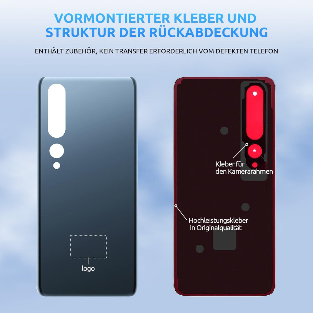 Eonpam Akkudeckel für Xiaomi Mi 10 Rückseite Glas Original Backcover Back Glas Ersatz mit Reparaturs