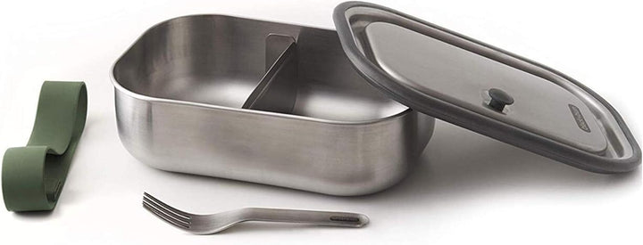 BLACK + BLUM Lunchbox Edelstahl 1L | Olive | 3-in-1 | Vakuumverschluss- 100% auslaufsicher | inkl. G