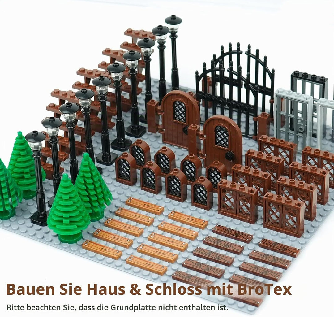 Türen Und Fenster Bausteine ZubehöR, Haus Teile Garten Klassische Strasse Lampe Licht Leiter Tor,Kom