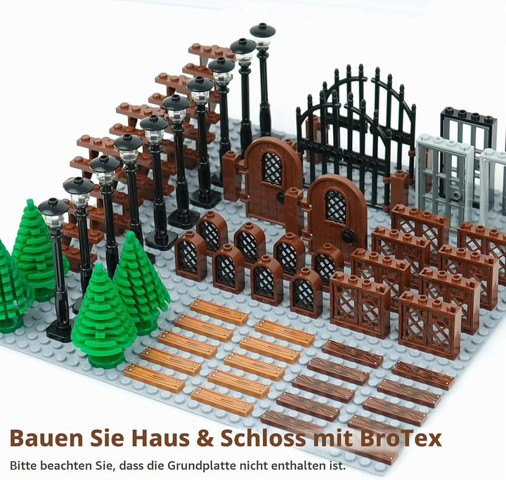 Türen Und Fenster Bausteine ZubehöR, Haus Teile Garten Klassische Strasse Lampe Licht Leiter Tor,Kom