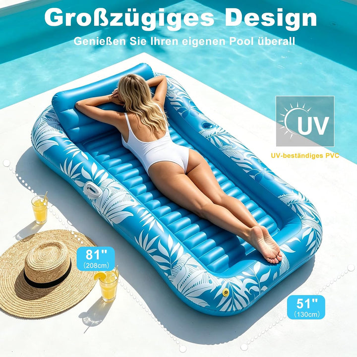Balakaka Luftmatratze Tanning Pool Gross 208×130cm, Aufblasbarer Sonnenpool für Erwachsene mit Handl