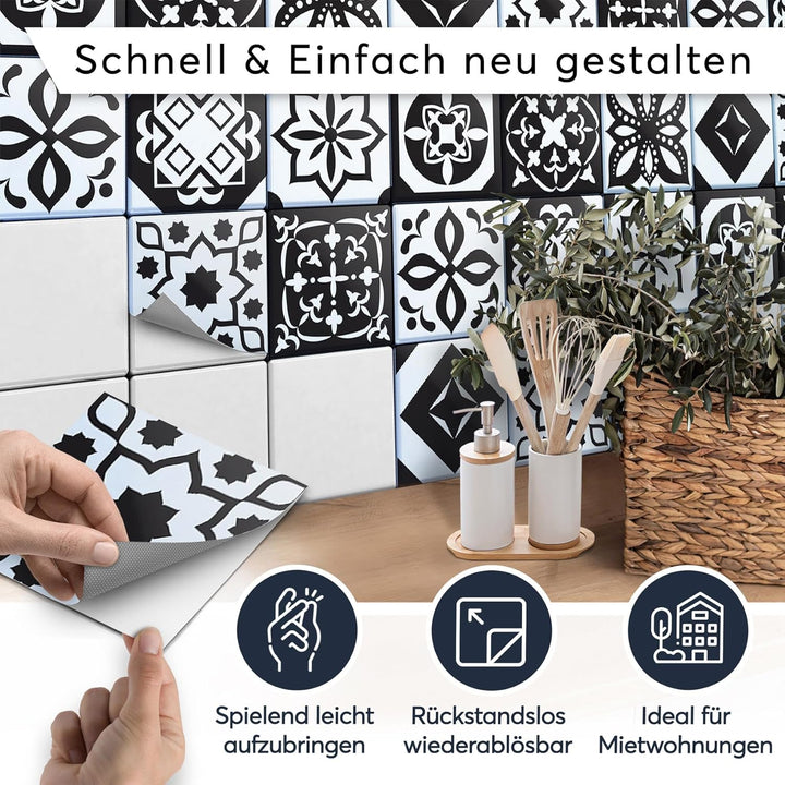 30 Stück Klebefliesen Folie 20x20 cm für Bad und Küche - Fliesenfolie, Fliesenfaufkleber - Stickerfl
