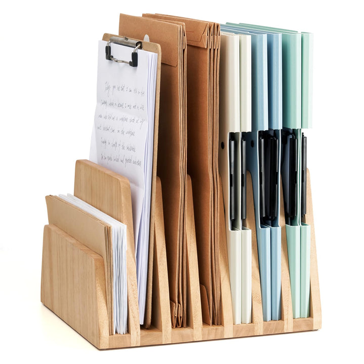 KIRIGEN hölzernen Schreibtisch Mail Organizer 7 Slots File Paper Holder Desktop Holz Dokument Letter
