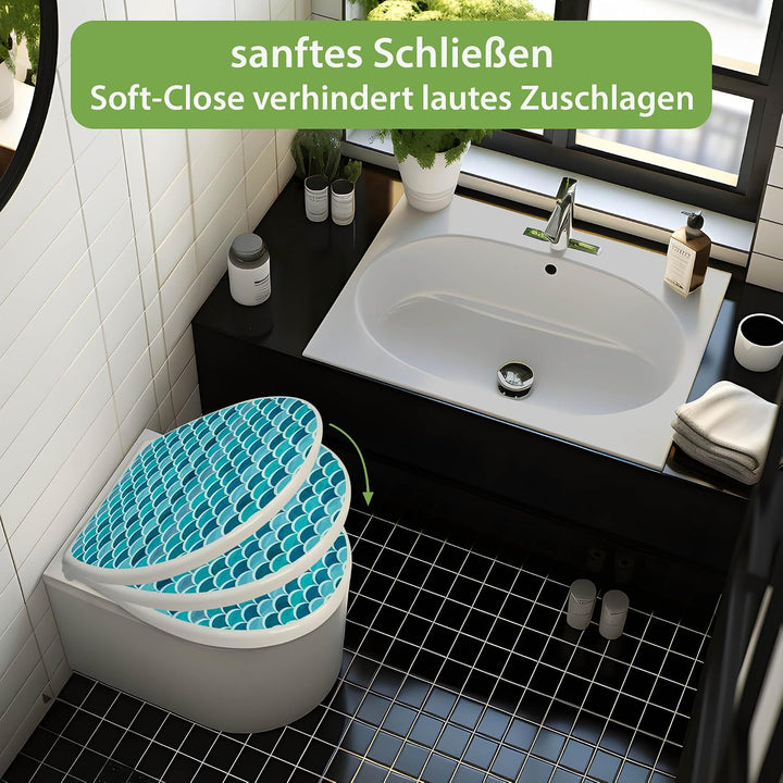 banjado Toilettendeckel mit Absenkautomatik 44,5x37cm - Soft Close Toilettensitz - WC Sitz mit Absen