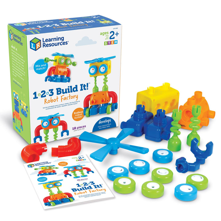 Learning Resources 1-2-3 Mach was draus! Roboterfabrik, Feinmotorik-Spielzeug, Roboter-Bausatz, Ab 2