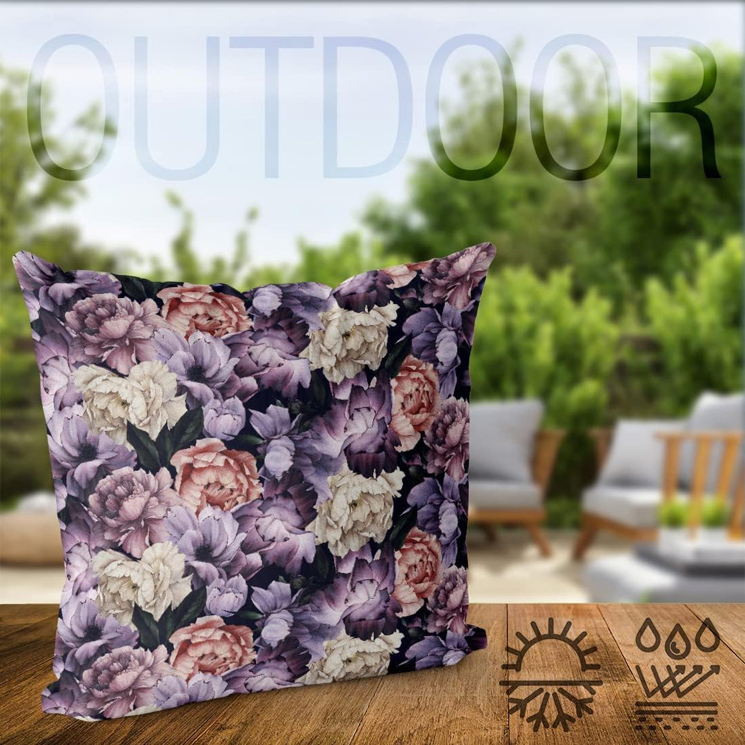 VOID Lila Blumen Pfingstrosen Kissenbezug Kissenhülle Sofakissen Kissen Deko Outdoor-Kissen Dekokiss