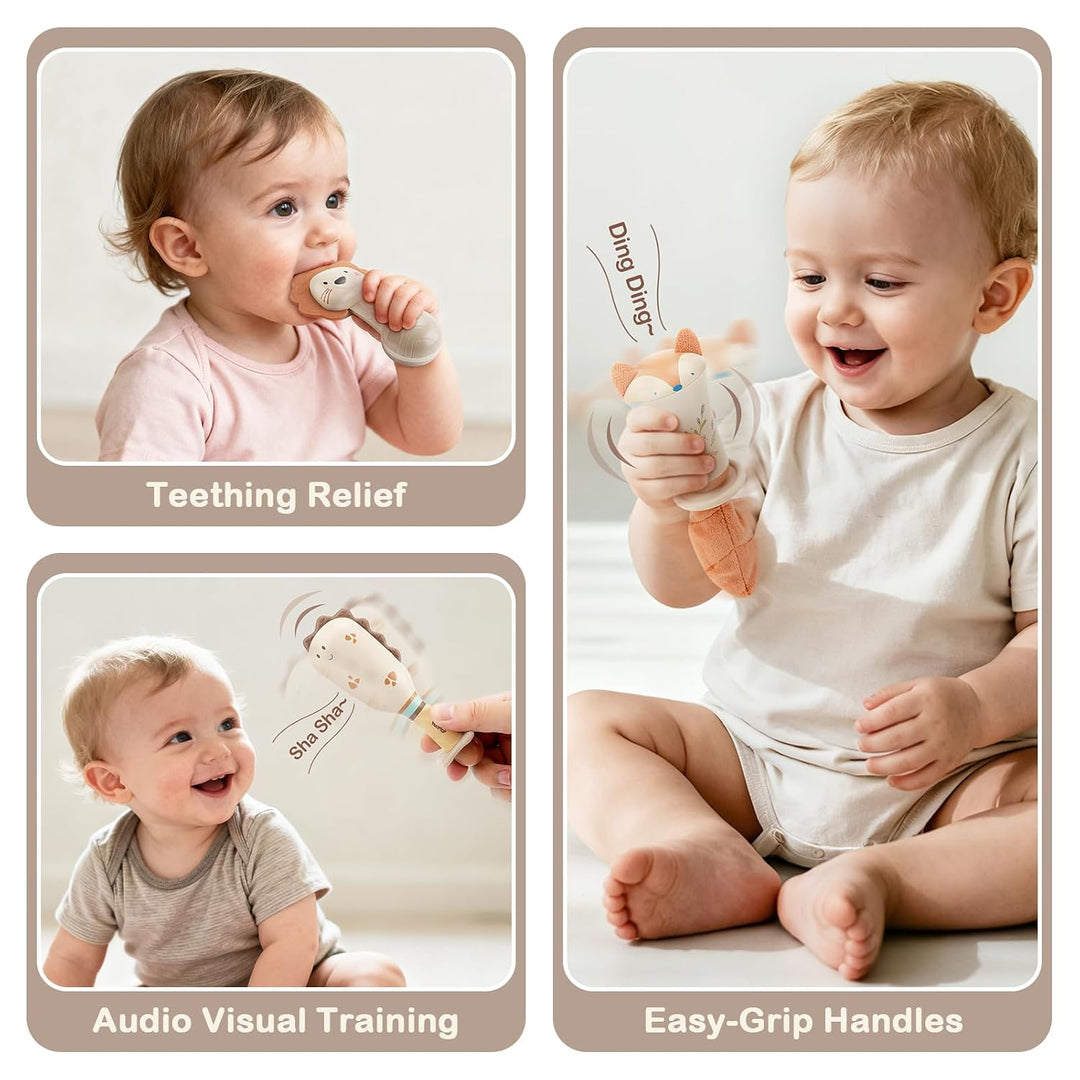 Beissring Baby Rassel Baby Spielzeug 6 MonateSensorik Geschenk (3 Stück)