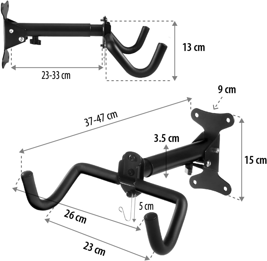 Maclean Fahrrad Wandhalterung | Verstellbare Stahlhalterung für Fahrräder bis 30 kg | Klappbar &amp; pla