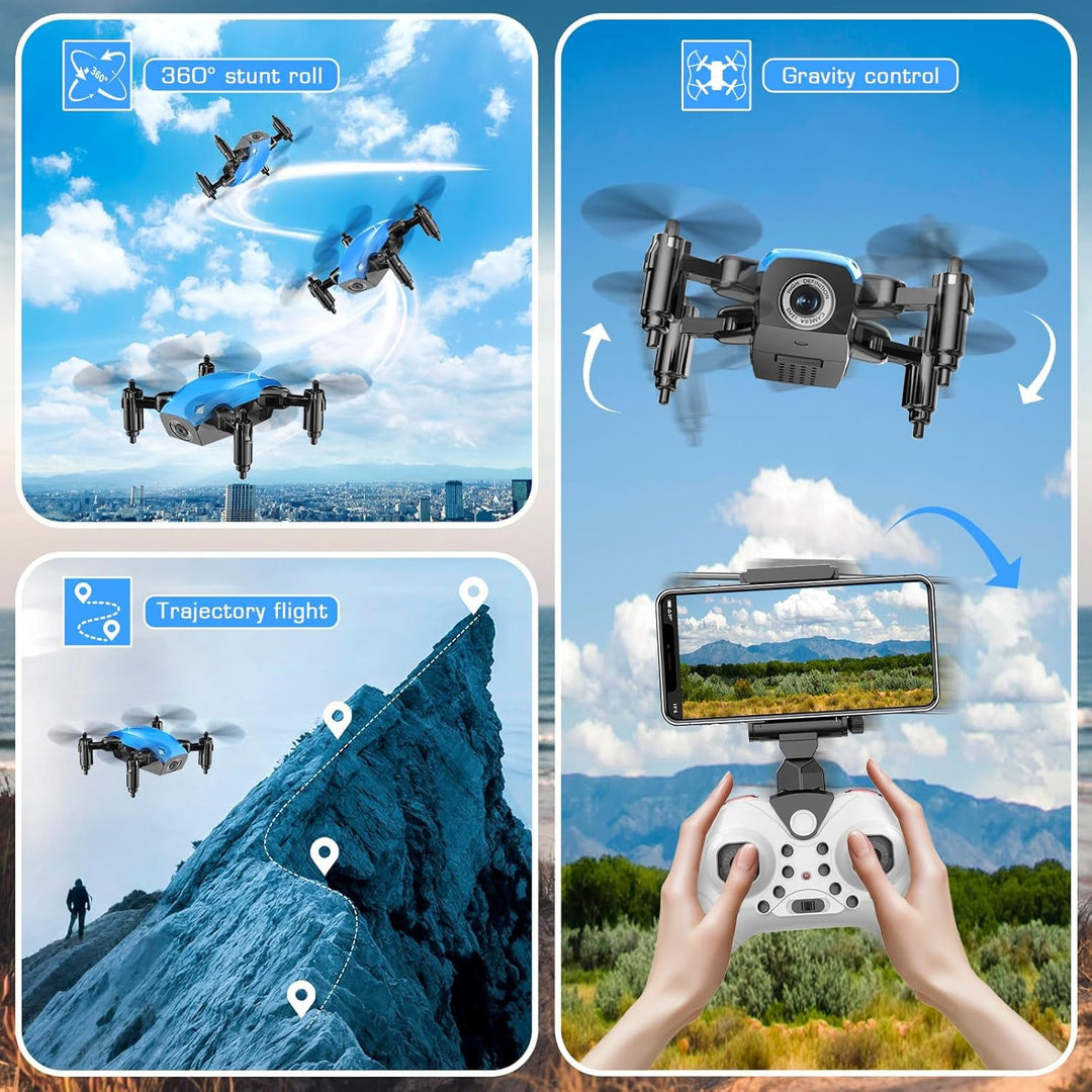 Mini RC Drohne mit Kamera für Kinder, Faltbarer Quadcopter mit Gestensteuerung, Sprachsteuerung und