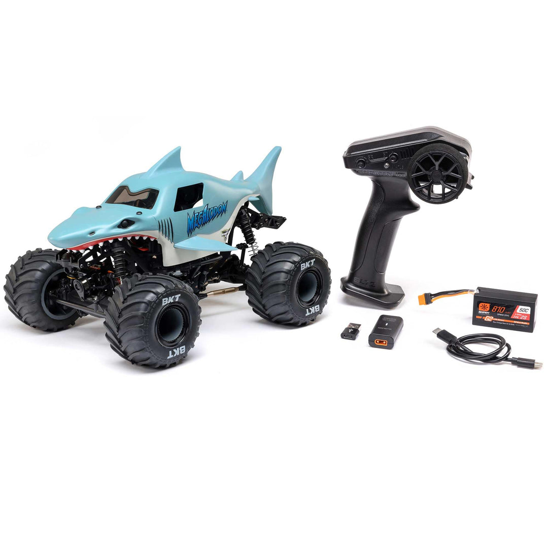 LOSI 1:8 Mini LMT Megalodon Monster Jam Truck 2S 4x4 Ready to Run Bürstenmotor, inkl Akku und Ladege