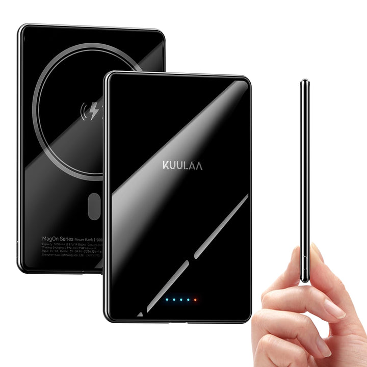 Kuulaa Ultra Slim PowerBank, 5000 mAh, MagSafe Externe Batterie mit Type C 20W Ausgangsleistung, Sch
