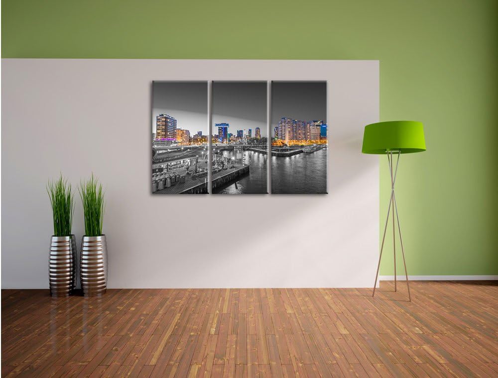 Pixxprint Ausblick auf Rotterdam als Leinwandbild/Grösse: 3 Teilig (120x80 cm) cm/Wandbild/Kunstdruc
