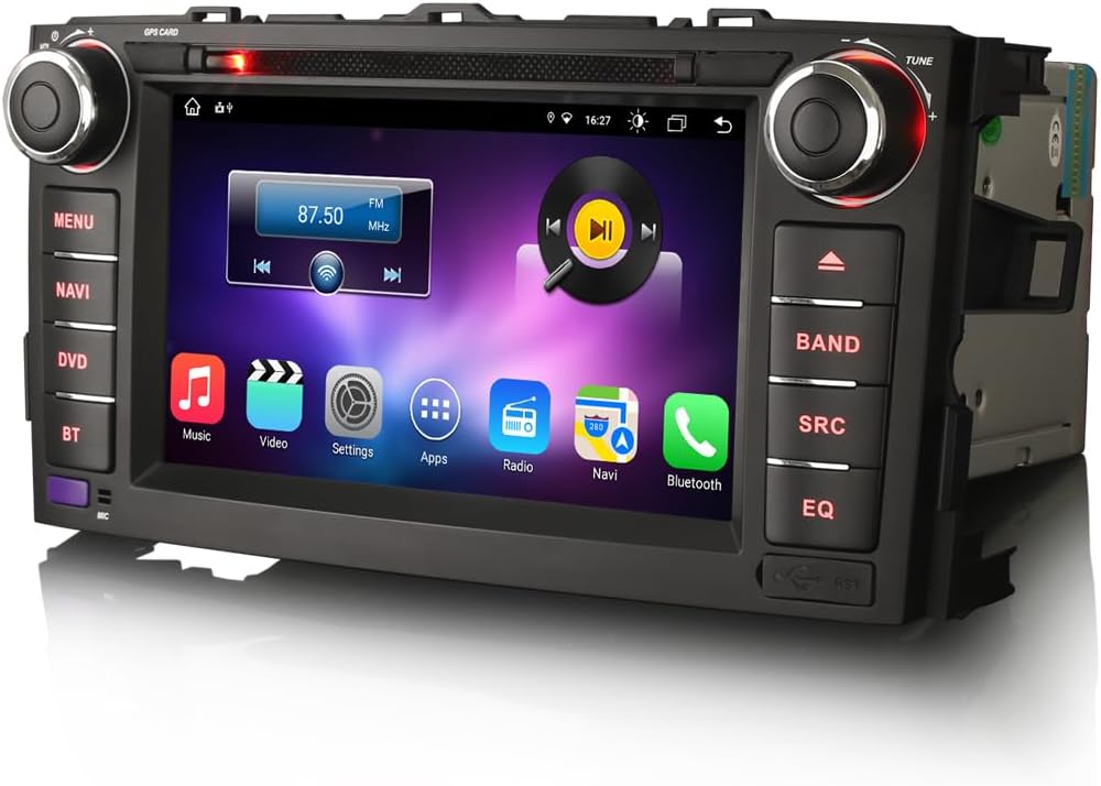 Erisin 7 Zoll 8-Kern Android 12 Autoradio mit GPS für Toyota AURIS Unterstützt Kabellos CarPlay Andr