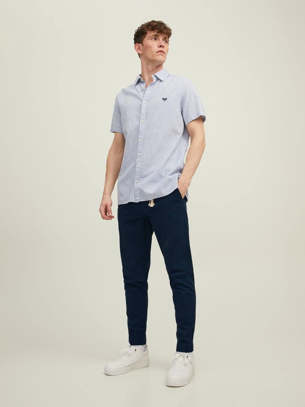 JACK & JONES Herren Jpstace Jjsky Linen AKM Navy Blazer Hose 28W / 32L Navy Blazer, 28W / 32L Navy B