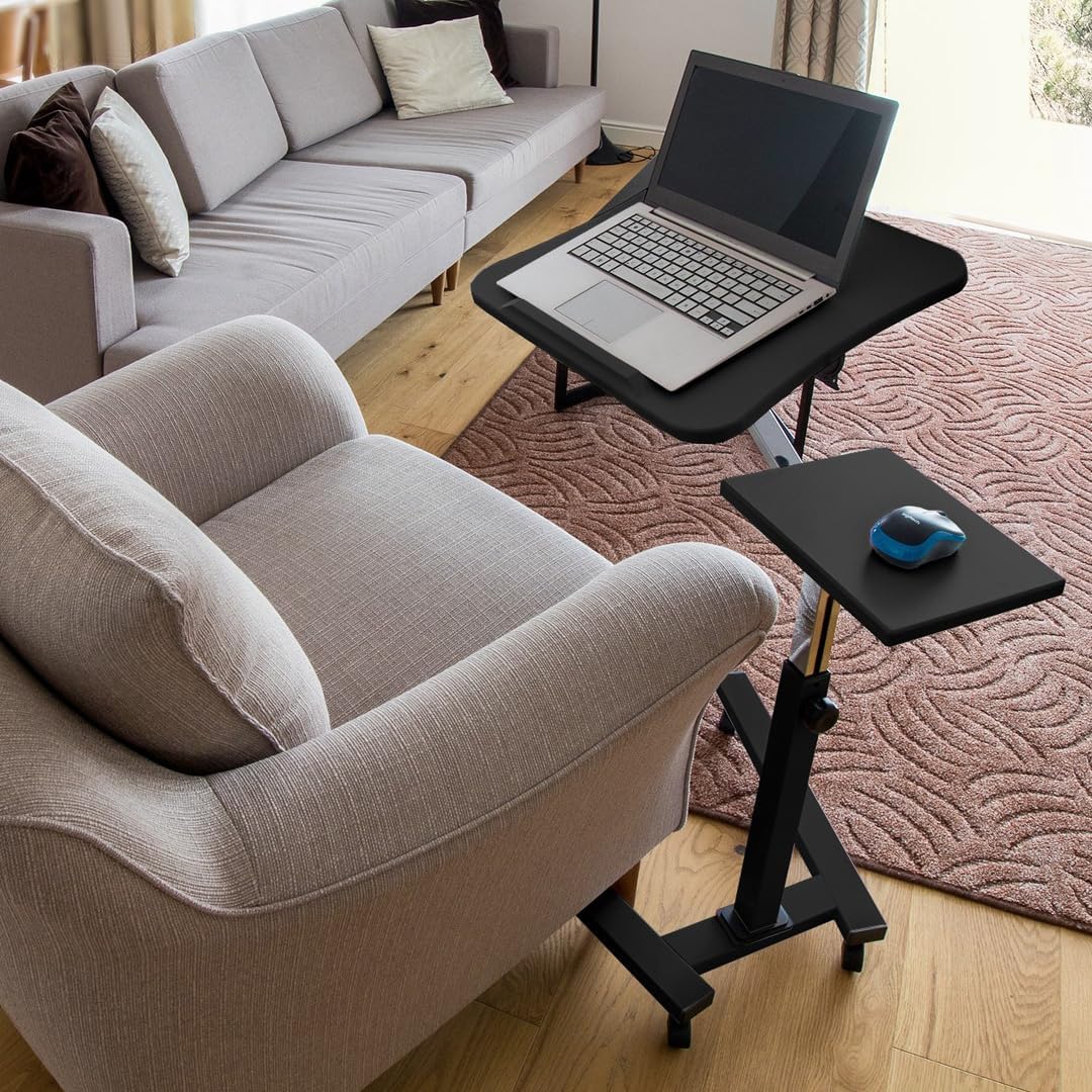 Tatkraft Joy Laptoptisch Hohenverstellbar mit Mausablage, Laptop Rolltisch, Stehtisch Mobil, Höhen O