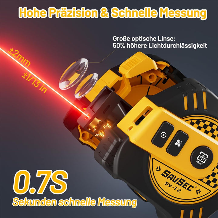 Laser Massband, SAVSEC 2 in 1 40m Laser Entfernungsmesser Digitales Massband mit Laser, Distanzmessg